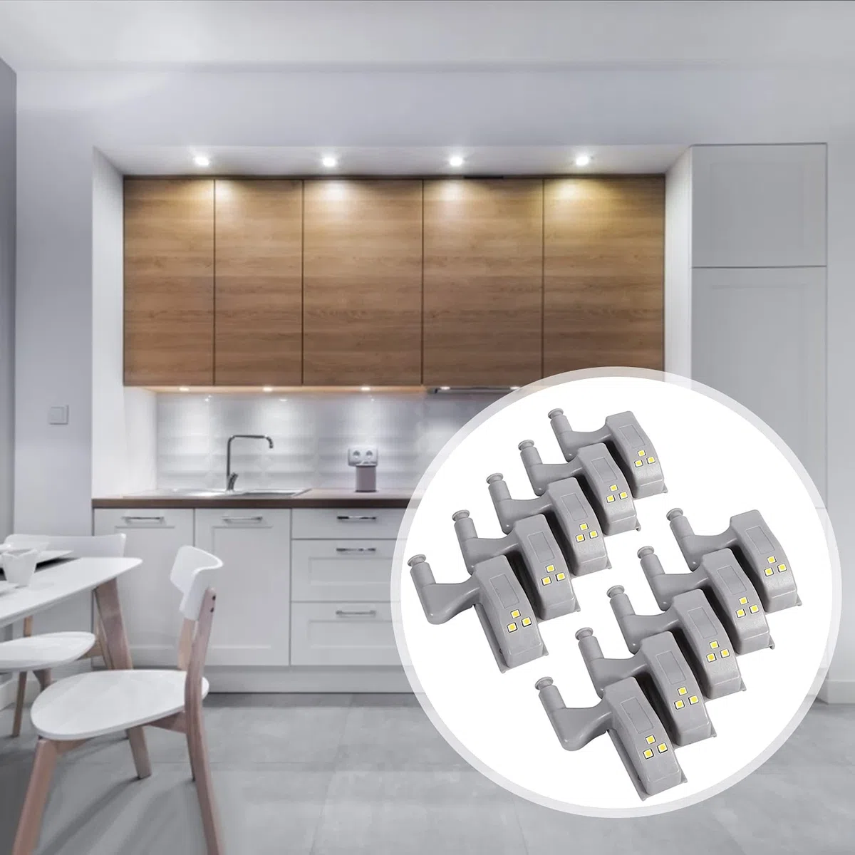 Luci a LED per Armadio, 10 Pezzi Illuminazione Sotto L'armadio Luce a Cerniera Universale Senza Fili con Sensore Intelligente Bianco Caldo/freddo Armadio Universale Armadio Guardaroba(bianco freddo)