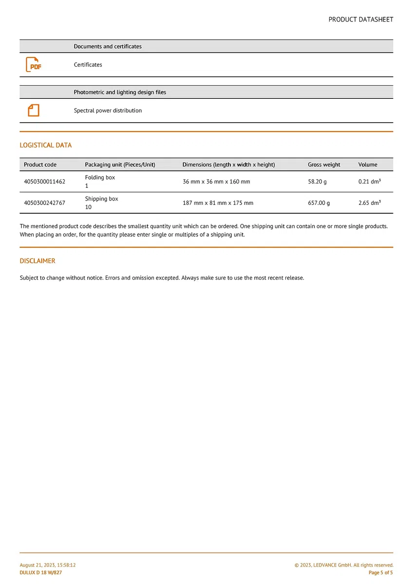 LAMPADA DULUX D G24-d2 OSRAM 18W LUCE CALDA 2700K 827