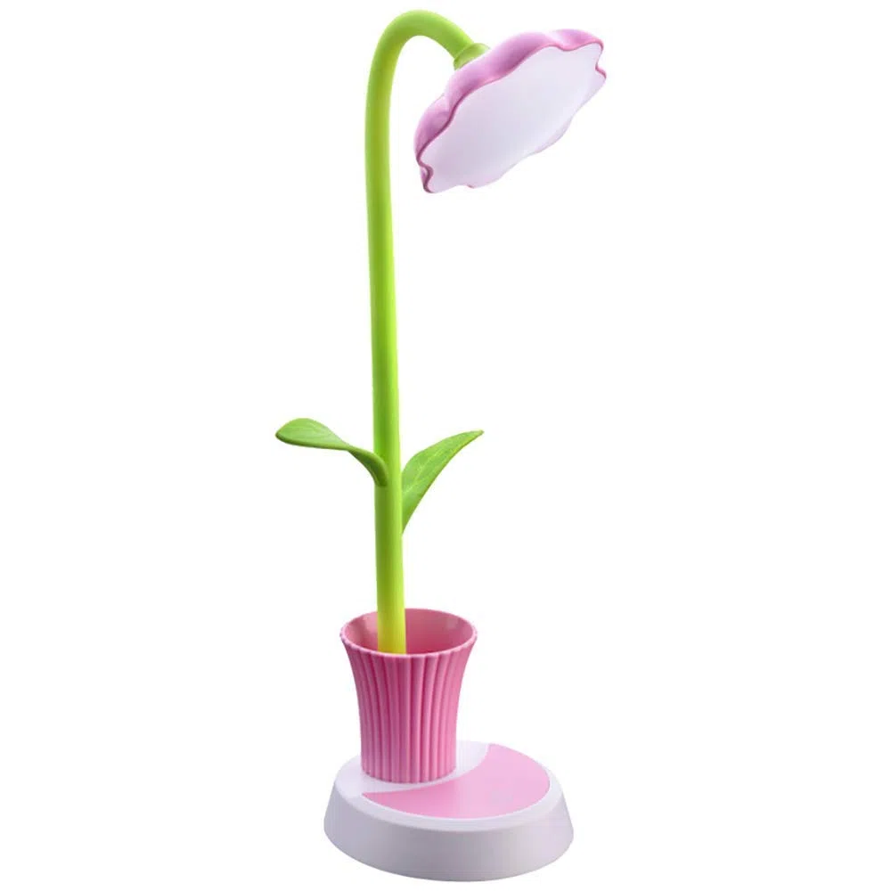 Raking Lampada da scrivania per bambini, led lampada da tavolo per bambini decor lampada, lampada touch ricaricabile usb, luce da lettura da libro cura degli occhi, con portamatite (rosa)