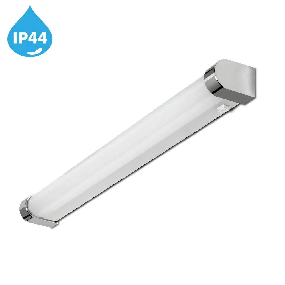 Kwazar Illuminazione – Lampada da bagno da fissare sopra lo specchio – Applique da parete con interruttore – Luce bianca neutra, 20W, 1800lm, 76 cm, grado di protezione IP44, 230 V, LED, cromo