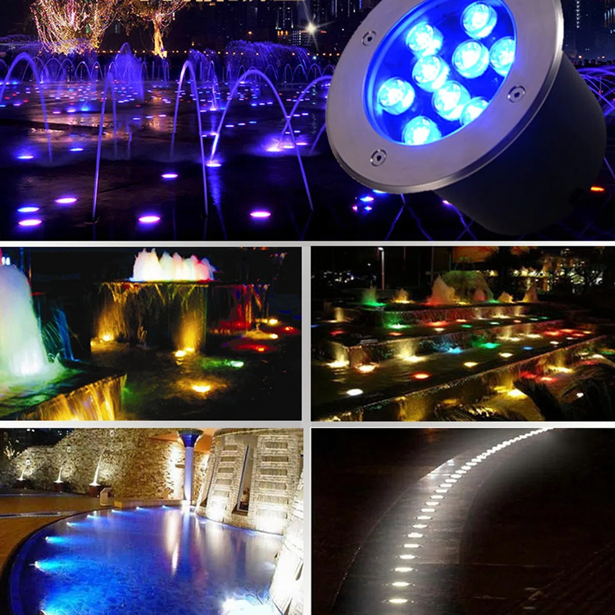 Basso voltaggio faretto da esterno ad incasso IP68 faretti da incasso a pavimento ip67 AC/DC 24V per esterni, giardini, intorno alla piscina(Warm white light,3W)