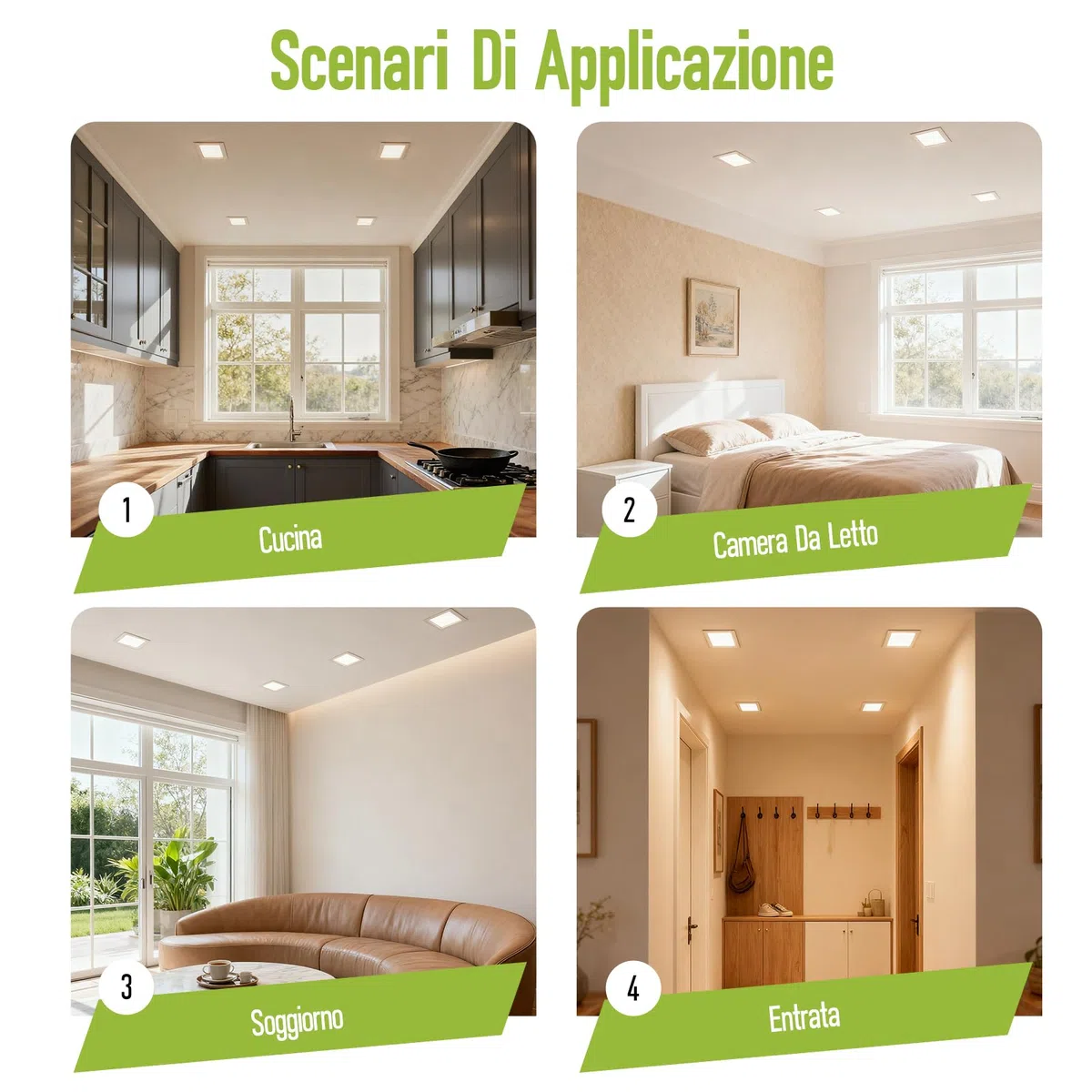 Faretti LED Incasso Cartongesso 12W 960LM Luci Soffitto Interno 120º 3CCT 3000K/4000K/6000K Faretto LED Incasso IP44 Non Dimmerabile Diametro Foro 155 x 155mm AC 230V