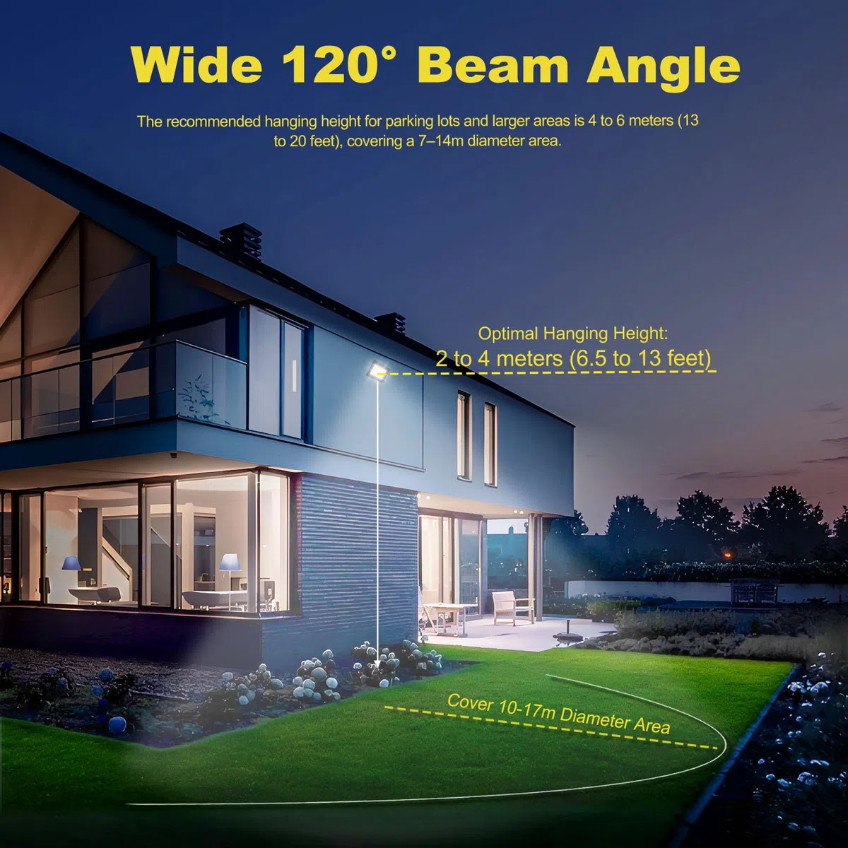 Faretto LED 100W Assen, 2 faretto Luce gialla calda 6500K, faretto LED 10000LM per interni, IP66 impermeabile, adatto per giardini, garage e stadi sportivi
