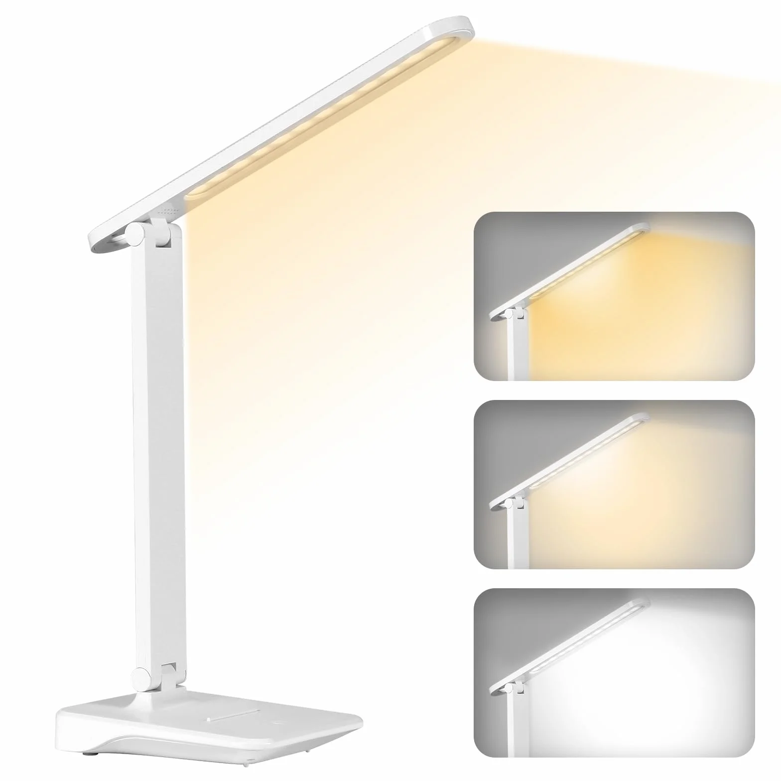 Diboniur Lampada da Scrivania LED, Senza Fili e 2400mAh Batteria, 3 Modalità Temperatura & Luminosità Regolabili 15 al 100%, Pieghevole, Tocca Controllo, Protezione per Gli Occhi, per Comodino Ufficio