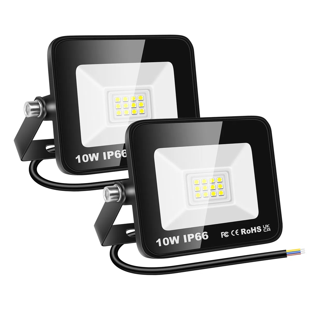 RIGIDON 2x 10W Luci da Esterno, 1000 Lumens Faretto Led, Fari di Sicurezza, Proiettore Led Esterno, Faretti LED Lampada Luce Bianca Freddo 6000K, IP66 Per Giardino Cortile Garage Piazza Officina