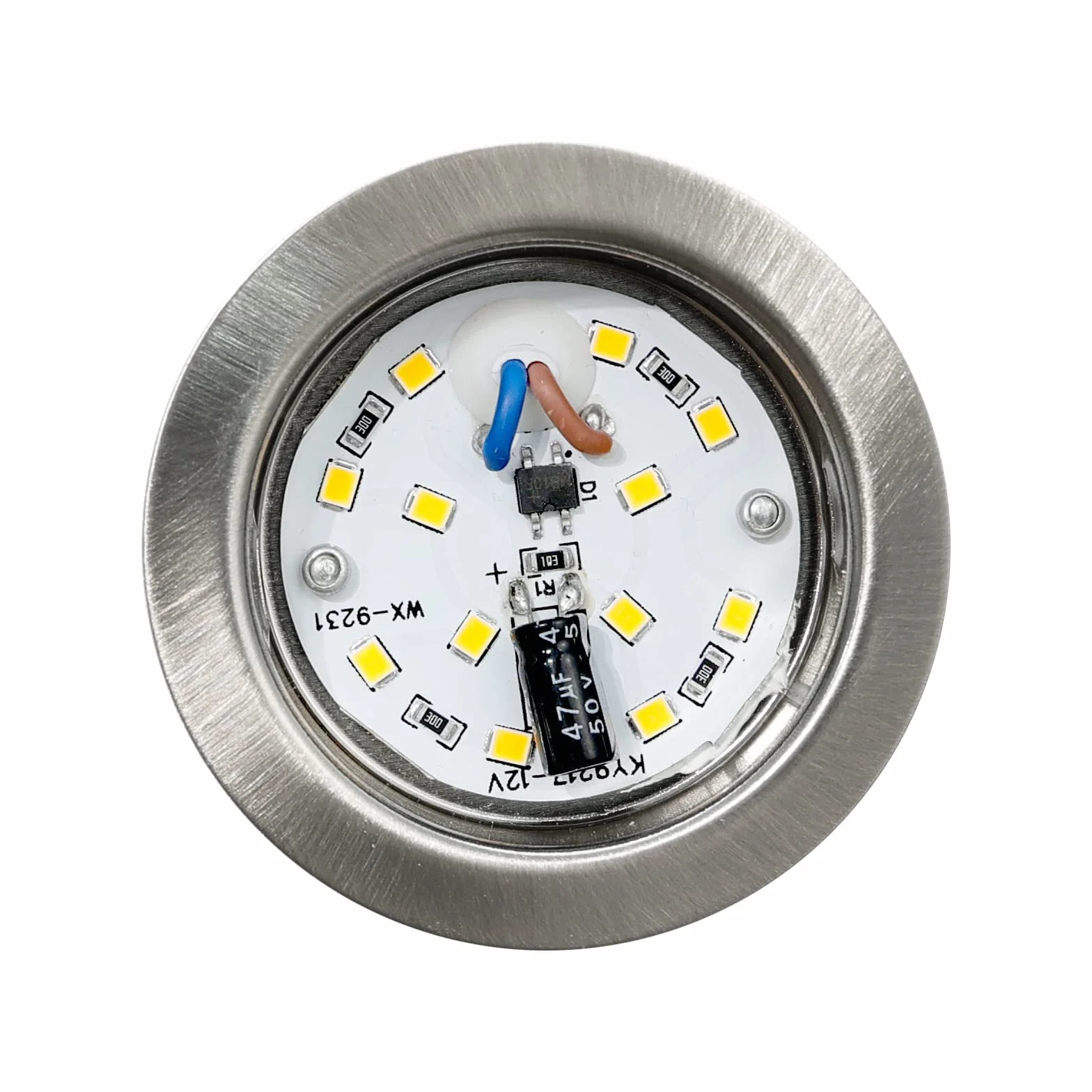 Set di 3 Faretti LED da incasso per mobili, 12V 3,5W G4 3000K 300LM, cavo di collegamento da 15 cm, faretto da incasso, dimmerabili, in acciaio inox spazzolato, al posto delle lampade a alogene
