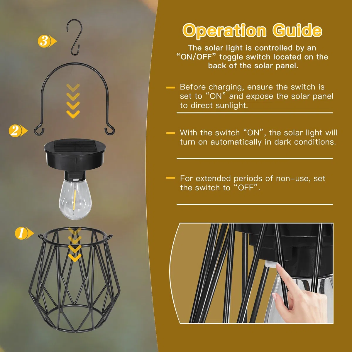 TaoFiaCo Lanterna Solare per Esterni Sospese o da Appoggio - IP65 Impermeabili Lampade Solari per Balcone - Retrò Lanterna Solare da Esterno Resistente alle Intemperie Giardino Terrazze 2 Pezzi