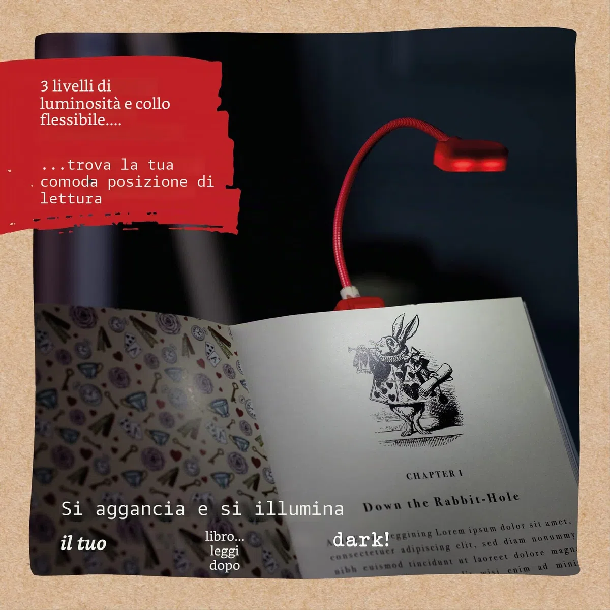 IF Libro Lover's Reading Light - Alice, Rosso