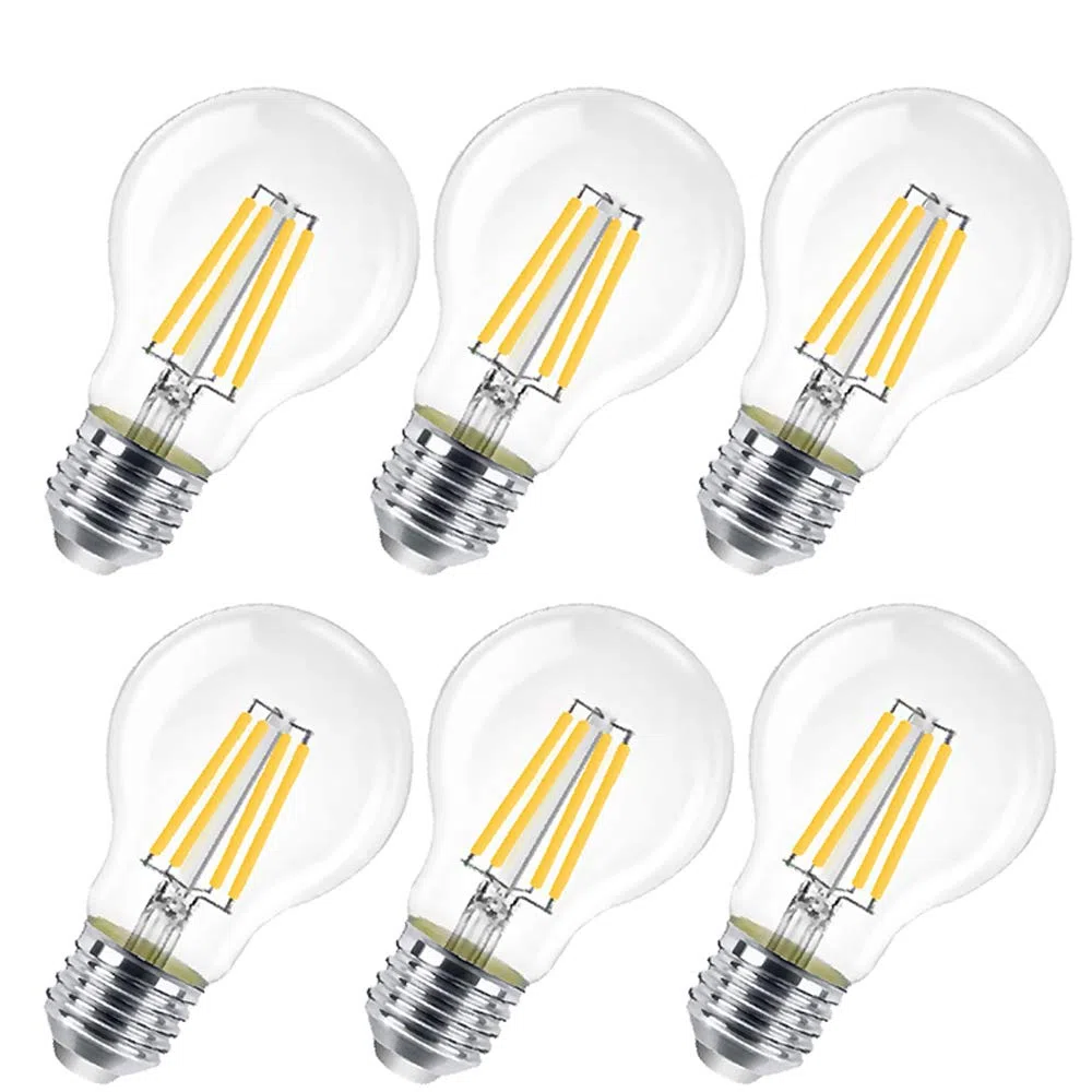 EXTRASTAR Lampadina LED E27,8W (equivalenti a 66W), 950lumen,Trasparente luce calda- Pacco da 6