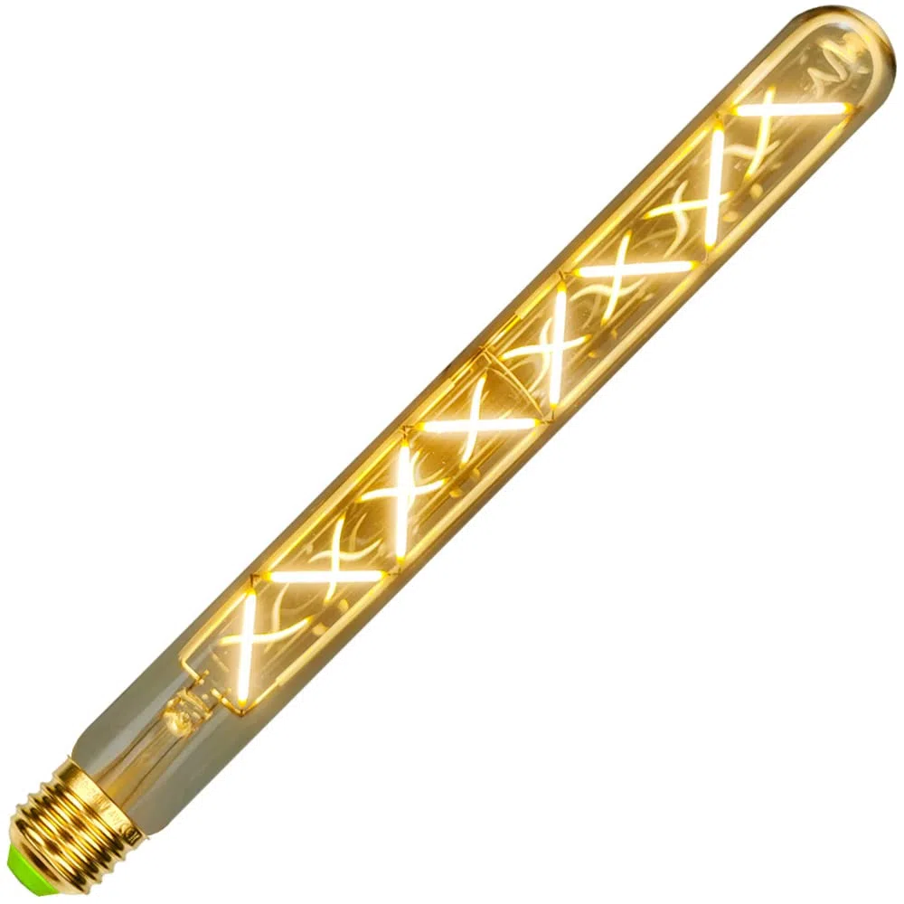 Edison Classic Long Test Tube T28 300mm Zigzag Design Straight Led Filament 6W Dimmerabile Specialità Lampadina decorativa (Golden)