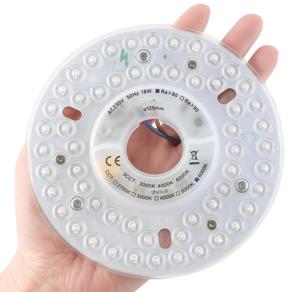 Kit di ricambio per ventola da soffitto LED 12,5 cm 18 W PCB 3000 K 2340 lm 100-265 V ETL (bianco caldo 3000 K)