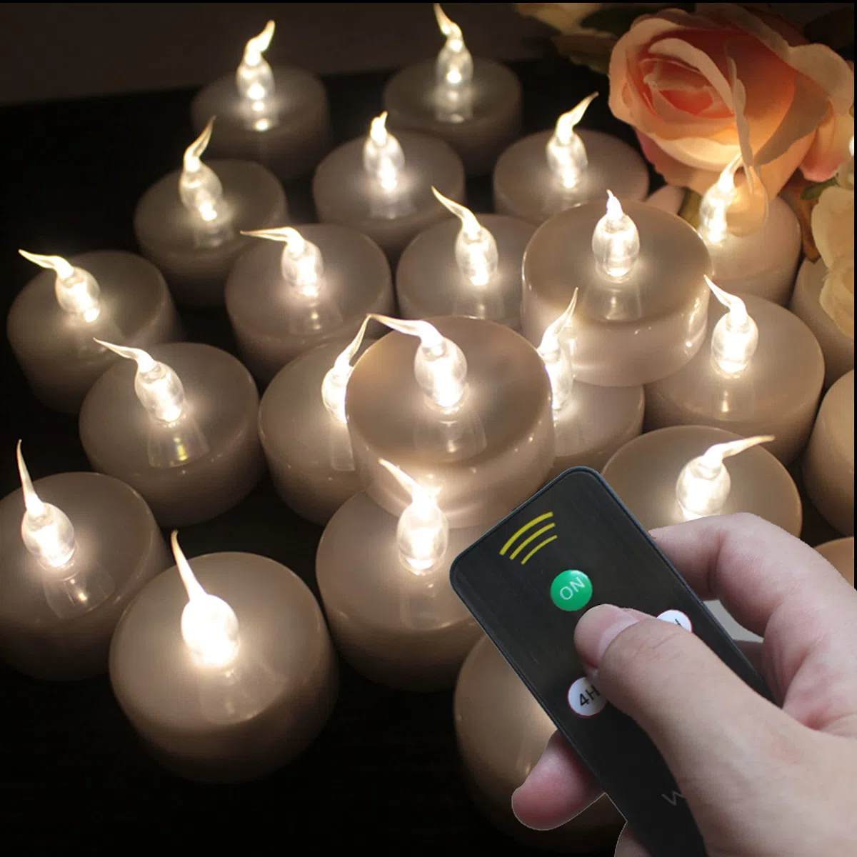 Wilrigir Candela senza fiamma, a LED, telecomandata, a batteria, con timer, realistica e luminosa, luce bianca calda, per feste di stagione e festival, confezione da 12