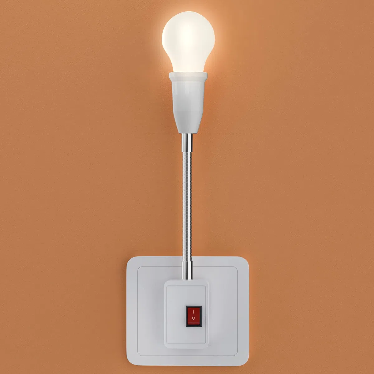 Portalampada con interruttore, 2 pezzi portalampada con cavo flessibile per lampadine LED E26/E27, AC 230 V, lampada da cucina, lampada da lettura, lampada da parete, senza lampadina (20 cm)