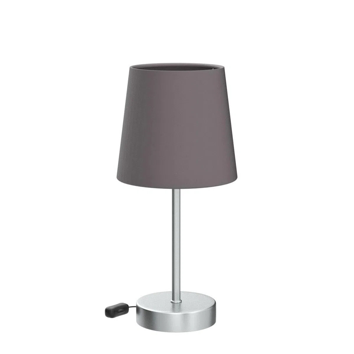B.K.Licht - Lampada da tavolo con interruttore a cavo, presa E14, paralume in tessuto, lampada da comodino, lampada da scrivania, lampade da comodino, lampada scrivania, 30,8x10 cm, nichel opaco