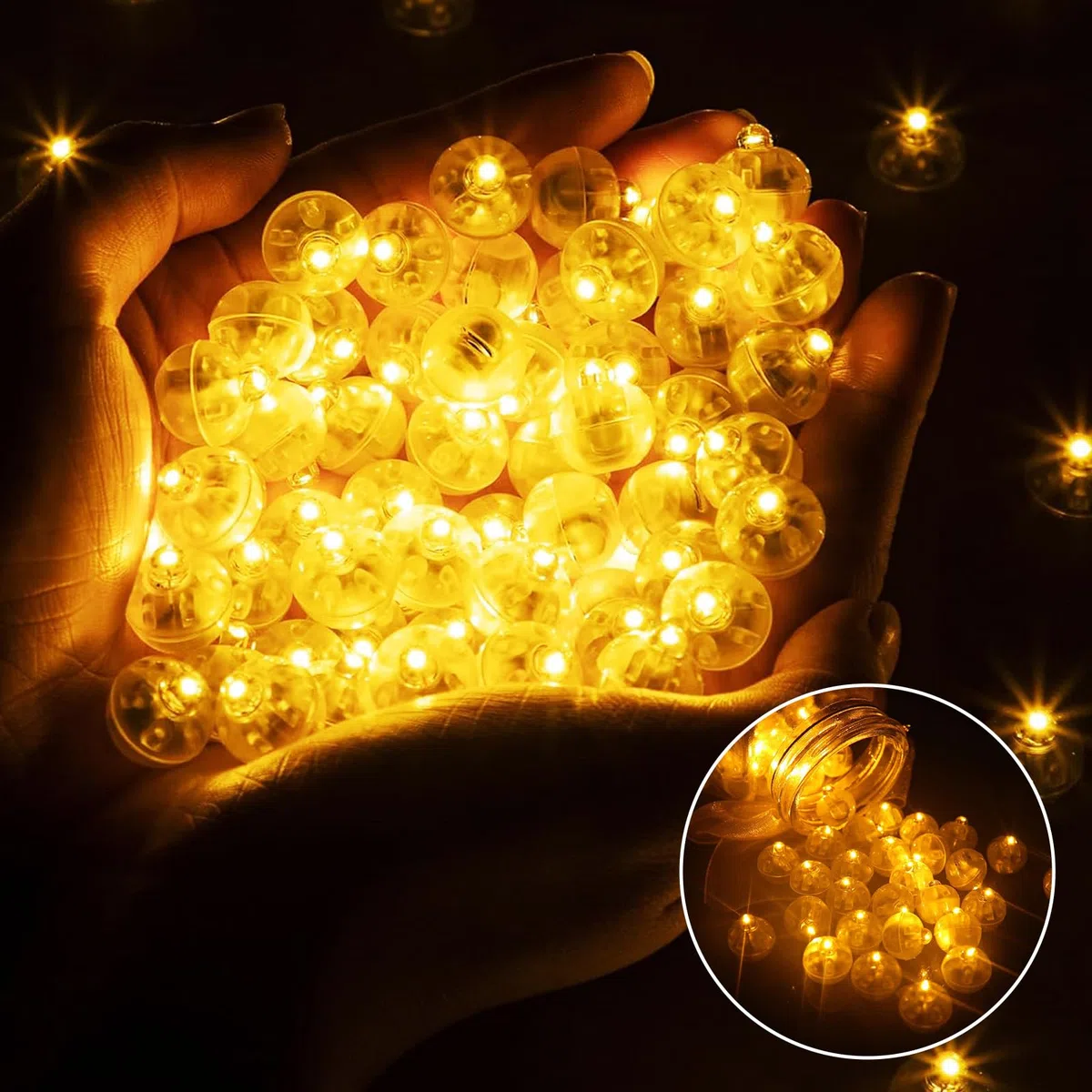 Roselee Mini Led Palloncini Luci Giallo, 100pezzi Mini Lampada Led Palloncini Luci Rotondo Lanterne per Festa di Compleanno, Matrimonio, Halloween, Decorazione Natalizia