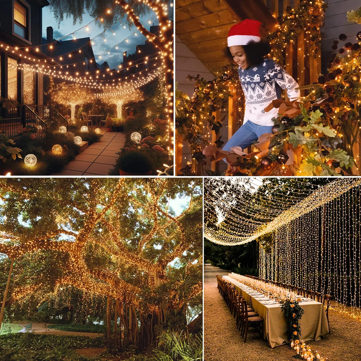 Uping Luci Natale Esterno Luci Albero di Natale Interno 300 LED 30M Catena Luminosa Bianco Caldo Lucine Decorazioni Natalizie Casa Giardino
