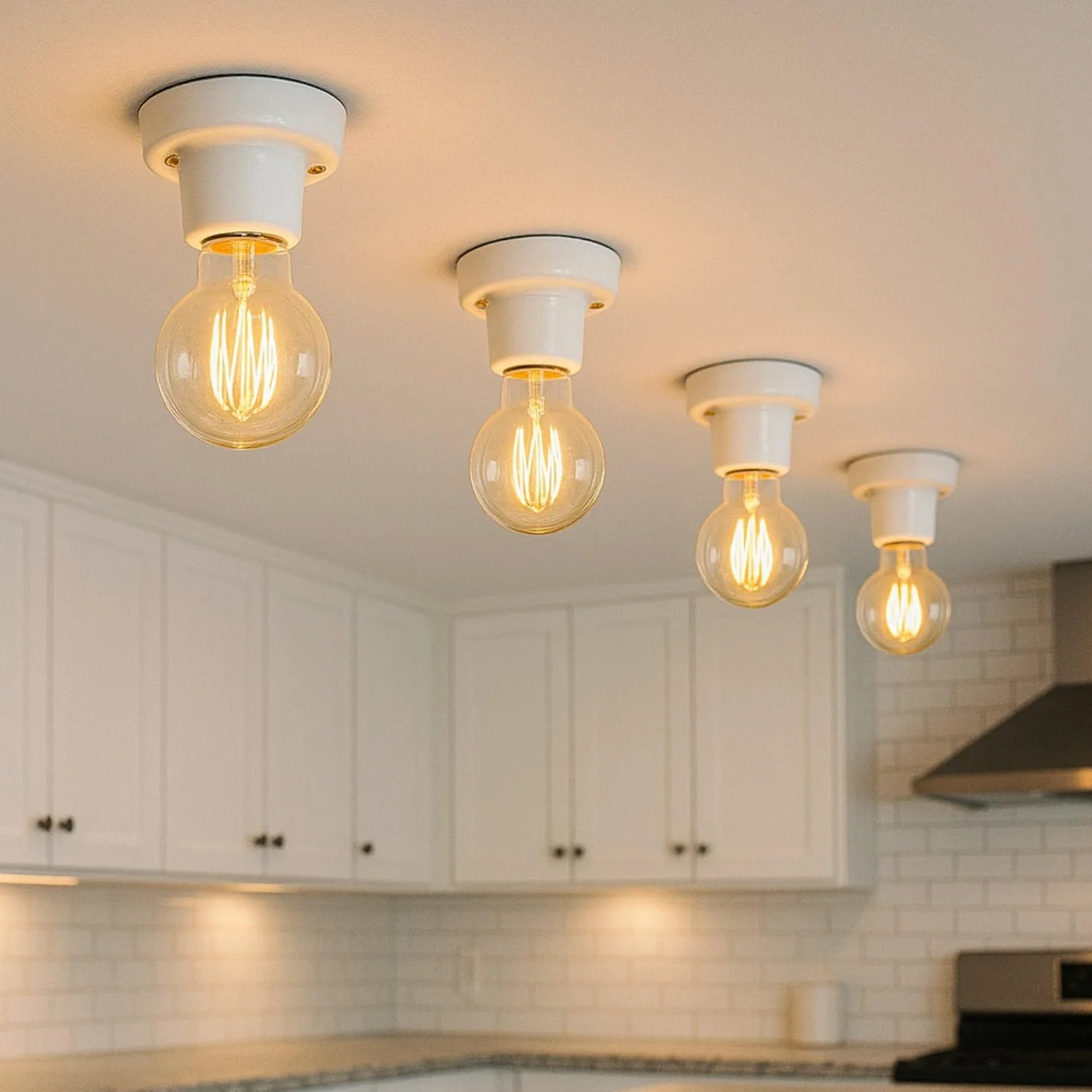 Confezione da 2, lampada da superficie in porcellana E27, smalto bianco