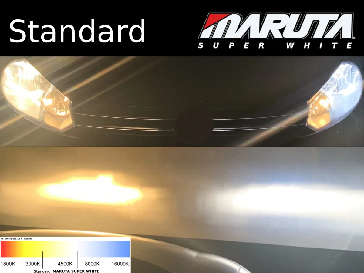 MARUTA SUPER WHITE H7 55W lampada alogena per fari, anabbaglianti, 5500 K effetto xeno, vetro quarzo durevole, omologazione ECE