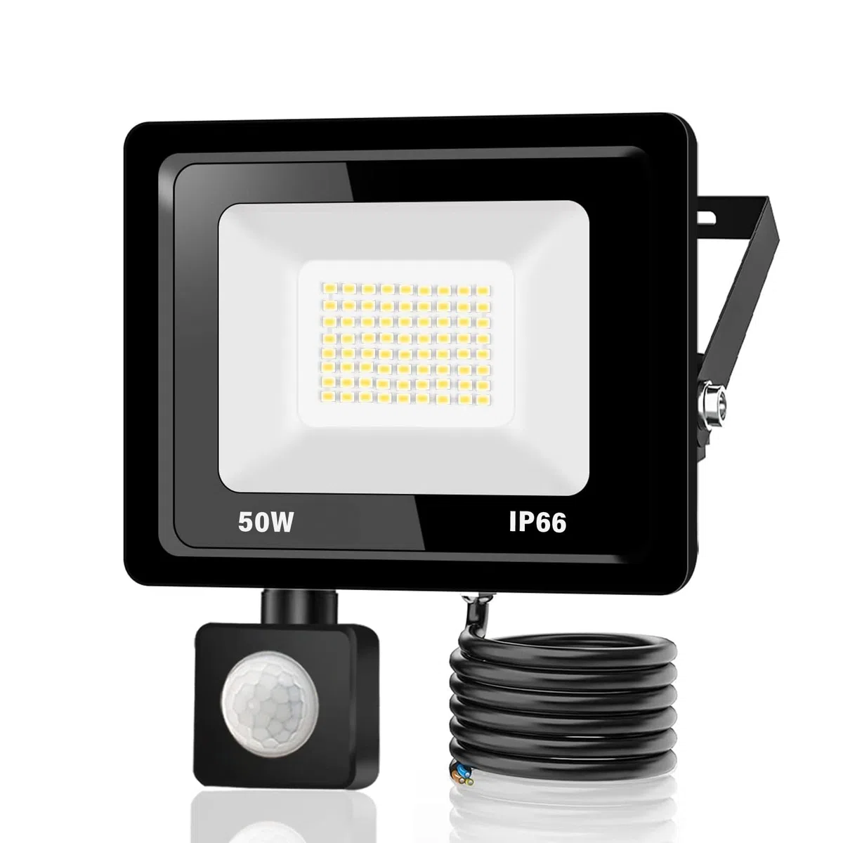 Faretto LED da Esterno Con Sensore di Movimento 50W Bianco Caldo 3000K IP66 Impermeabile 5000LM per Cortile, Giardino