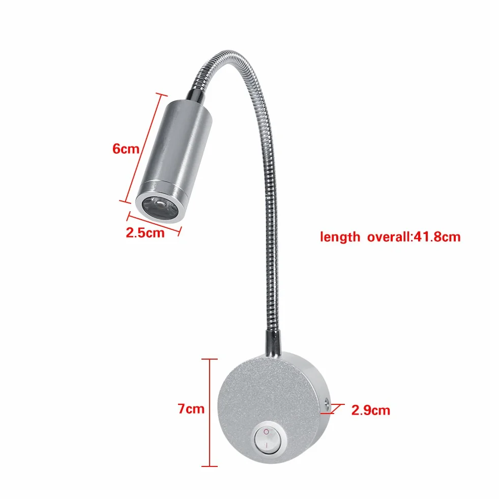 Lampada Letto LED, Letto Minimalista Lampada Lavoro Luce Dimmerabile Interruttore Testata Parete con Collo Cigno Flessibile per Testiere Home Office Studio Alberghi (6500 K Bianco - 3 W)