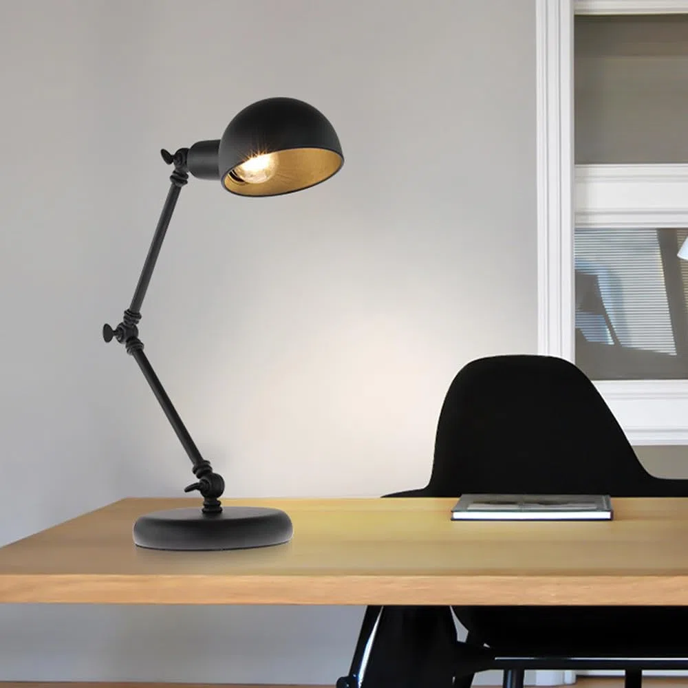 Lampada da Architetto a Collo di Cigno Regolabile Nera da Lettura retrò, luci da scrivania con Braccio oscillante Lampade da Comodino per comodini per Camera da Letto, tavolino, Sala Studio, Ufficio