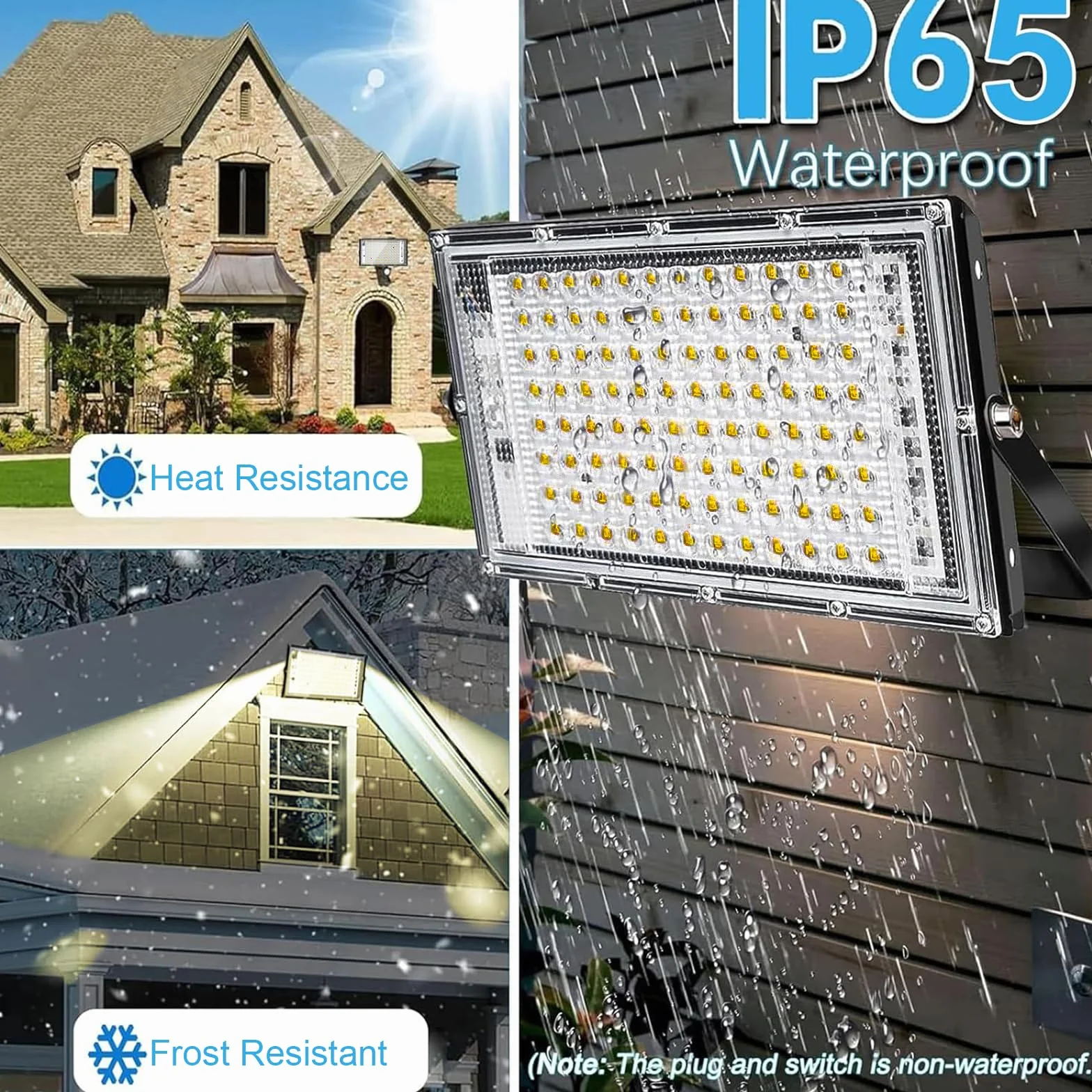 CREATESTAR 100W Faretto LED da Esterno, Faro LED da Esterno 10000Lm Super Luminosa, 3000K Bianco Caldo Faretti led, IP65 Impermeabile Luce di Sicurezza per Garage, Cortile, Giardino