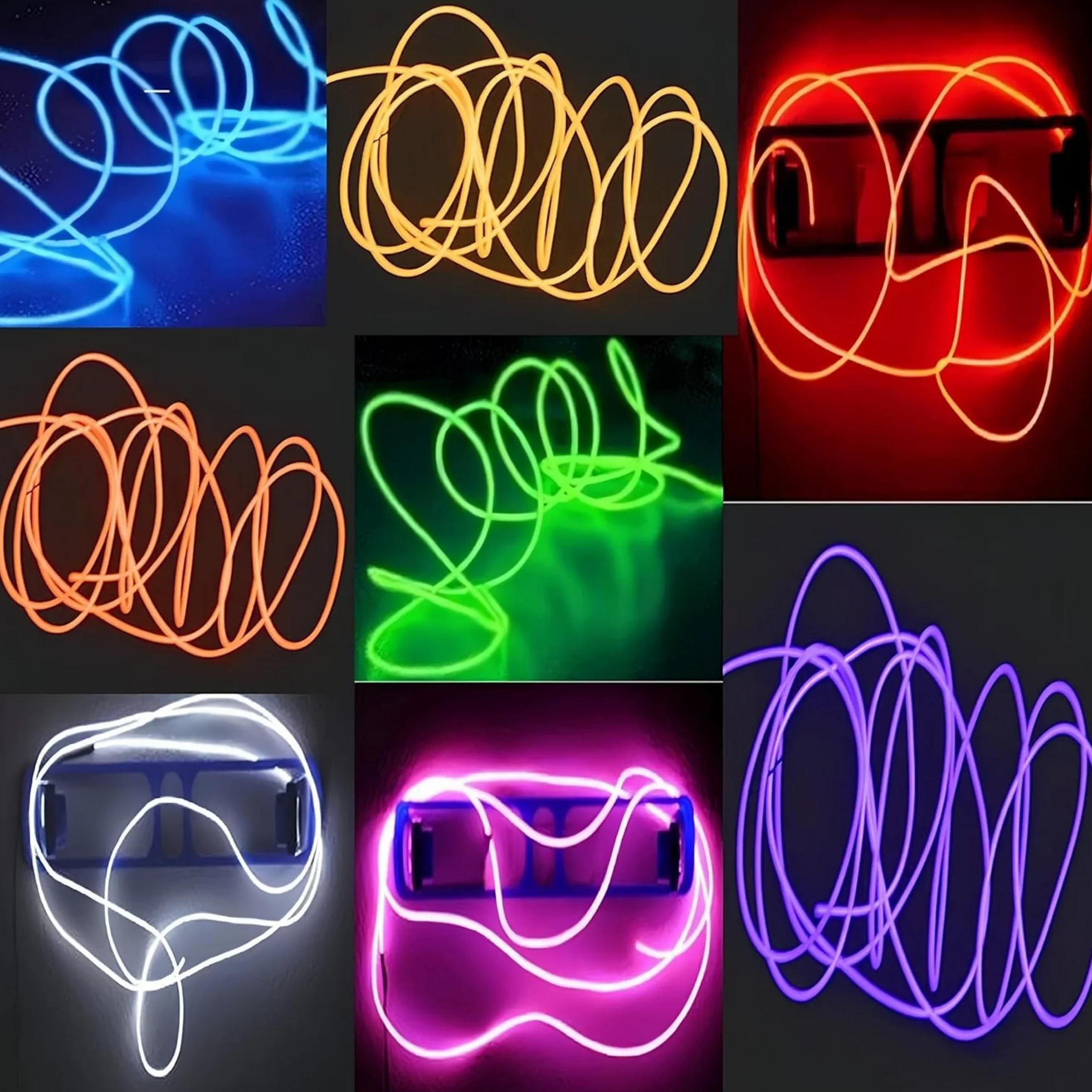 EL Filo 10 x 1m LED Neon Flessibile lettroluminescente con 3 Modalità 'ardore di Stroboscopico Party Decorazione