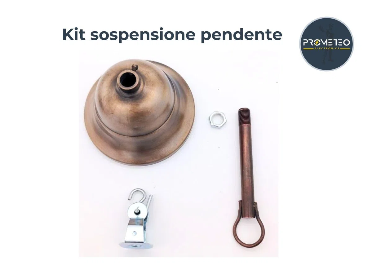 prometeo electronics Kit sospensione con rosone bronzo antichizzato diametro 90mm con gancio e puntale